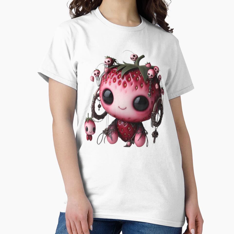 Pastel Goth Strawberry Monster - Creepy Cute Fruits Collection by LujziWorld