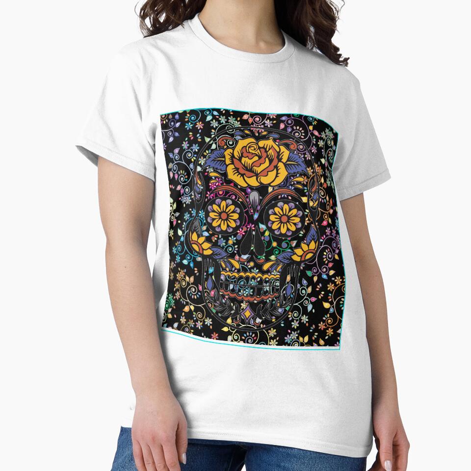 Floral Skull on Flower Print by KATKattalestv