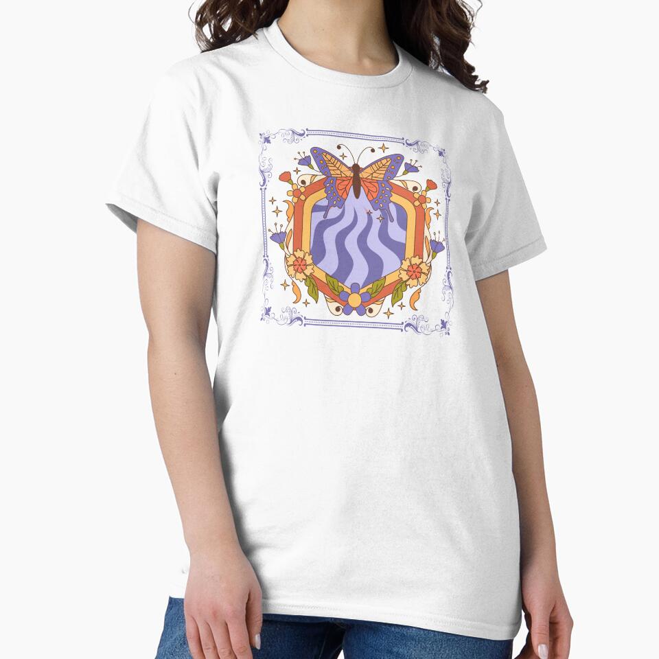 Classic Boho Floral with Butterfly T-Shirt by Art.Fusion.Studio