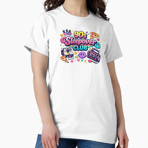 90s Sleepover Club Shirt – Lip Gloss, Scrunchies & Mall Girl Energy | Cute Retro 1990s Girl Nostalgia Tee by MEMORY-LN-Tees