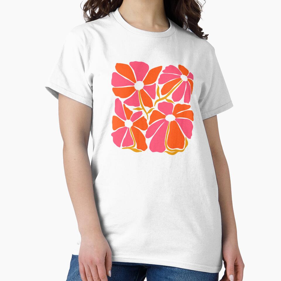 Oversized Orange and Pink Abstract Modern Flowers by EliveraDesigns