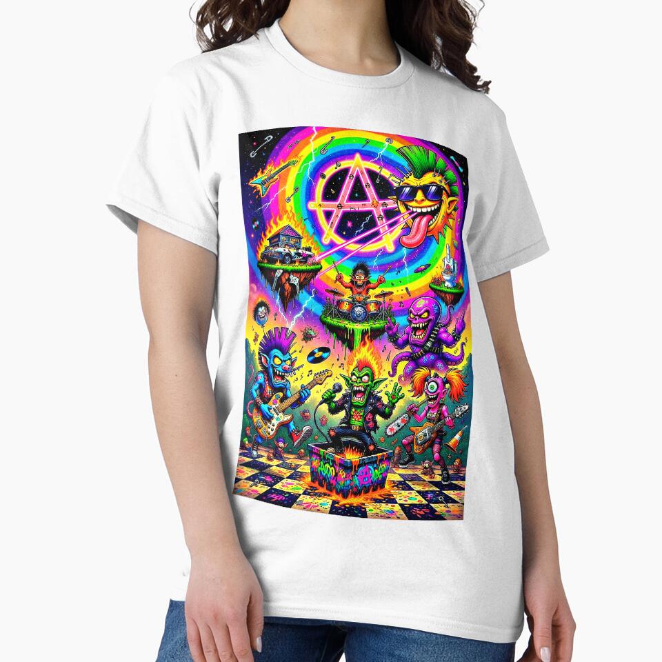 Psychedelic Punk Rock Chaos - Mohawk Monsters Anarchy Symbol Guitar Shredders by David Brookes Digital