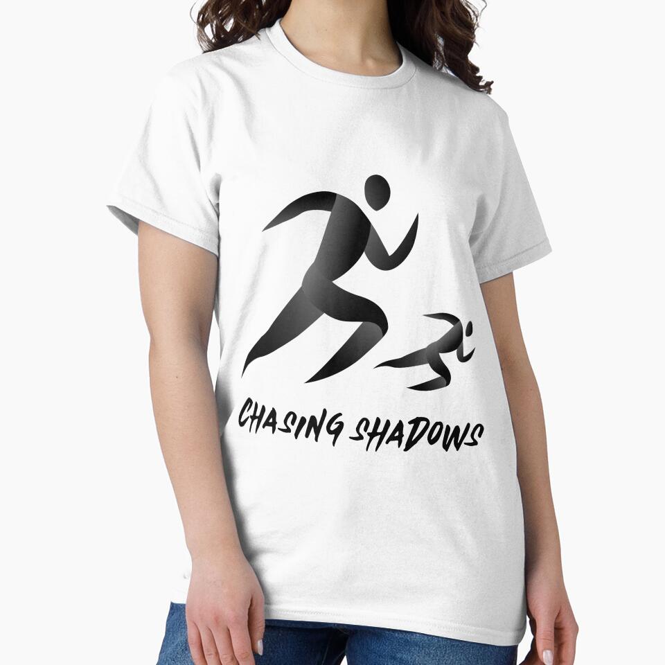 Retro style monochrome image runner chasing shadows by treesdesign