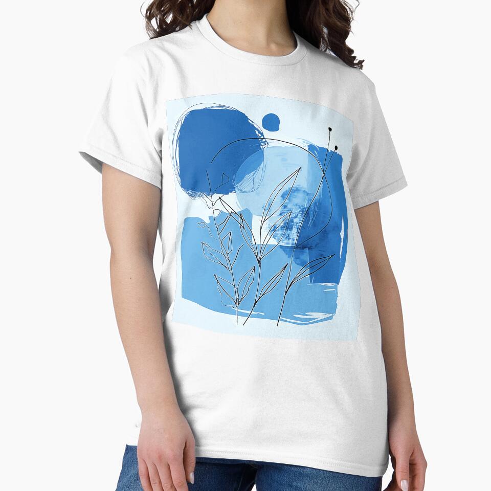 Boho-Style Cool Calming Blue Colors Abstract Art by DEC02