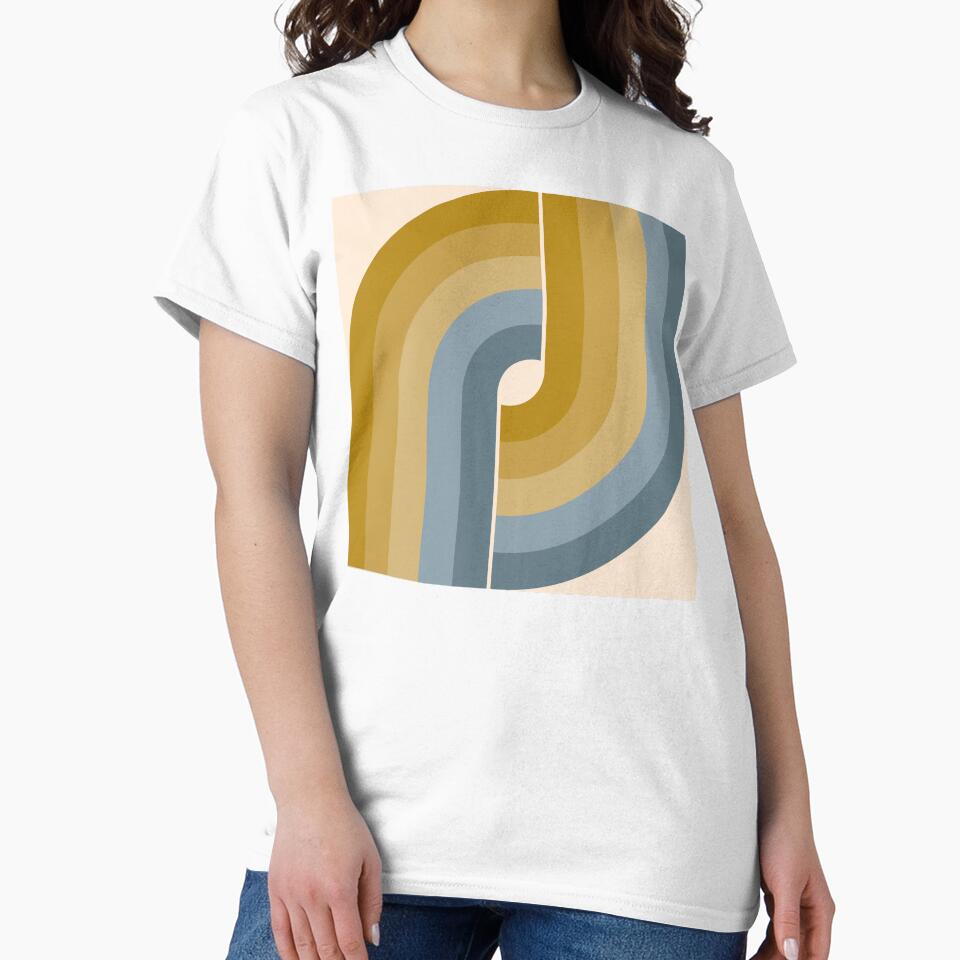 Geometric Retro Vintage Style - Mustard Gold and Dusty Blue by JMgraphic