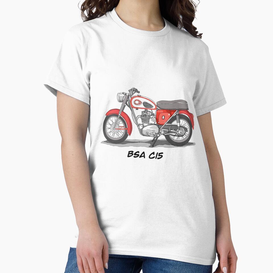 Drawing of Vintage Classic Motorbike BSA C15 by GaalArt