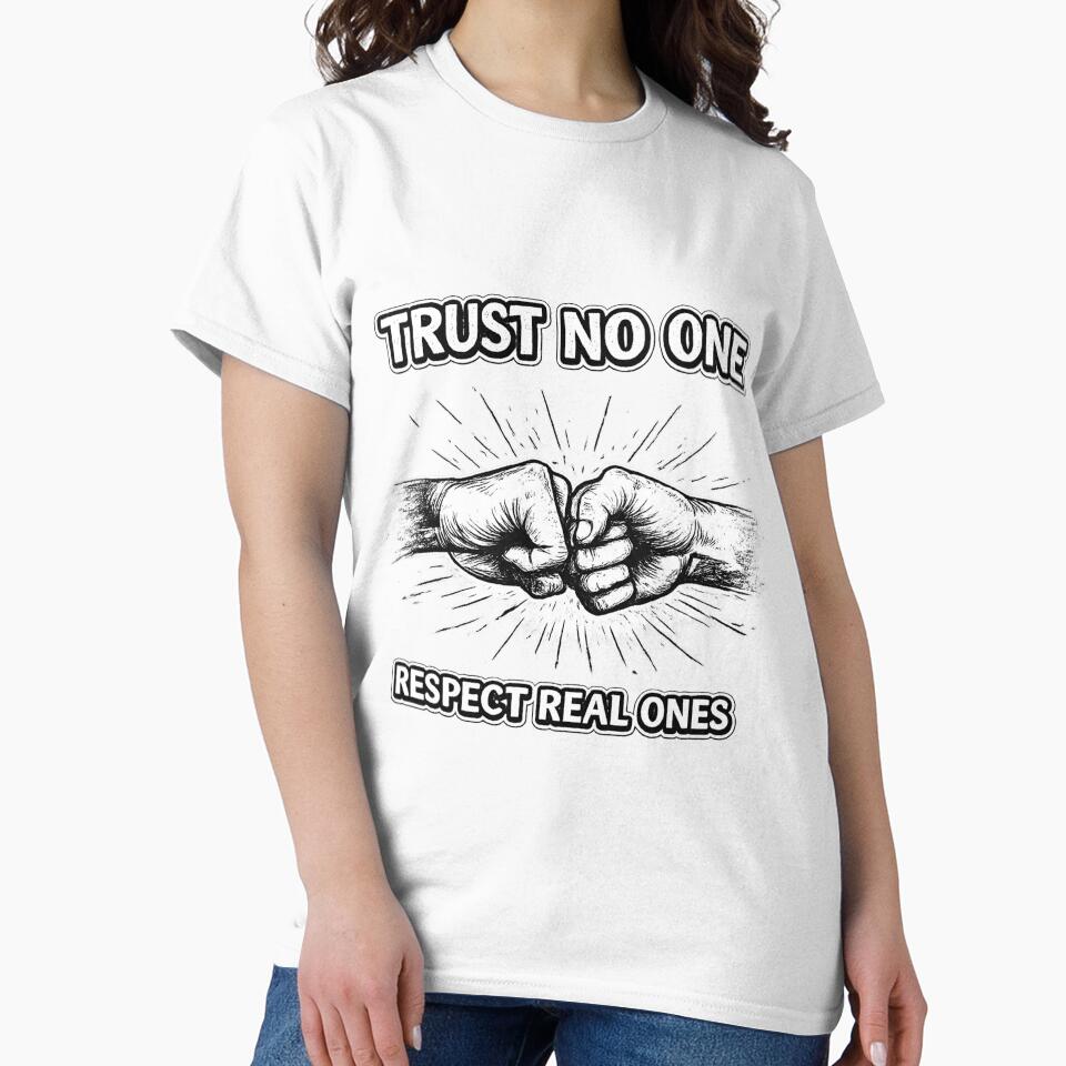 Trust No One Hoodie, Respect Real Ones Streetwear Design, Minimal Dark Aesthetic Back Print by xAlqasi