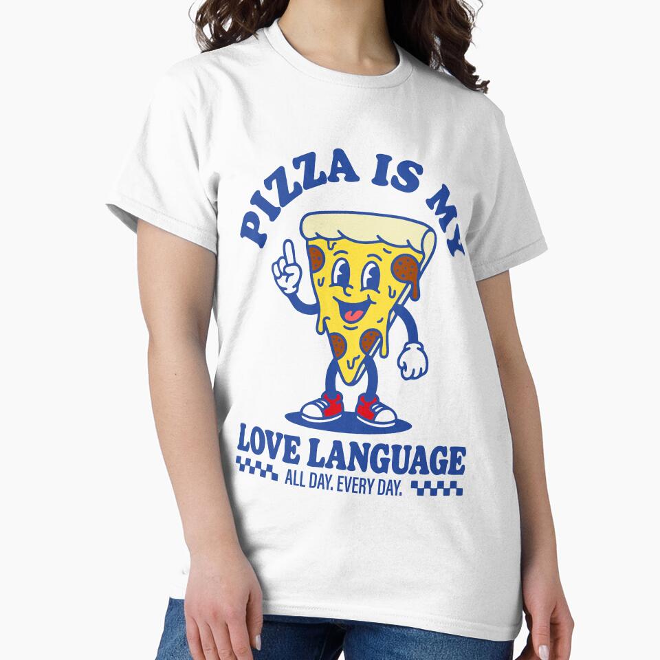Pizza Is My Love Language — Retro Mascot Walking Character Food Humor by Mdozet