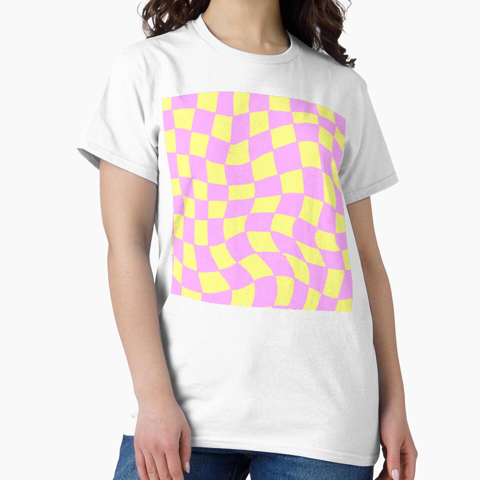 Y2K Pink Lipgloss And Yellow Wavy Checkered Pattern by DEC02