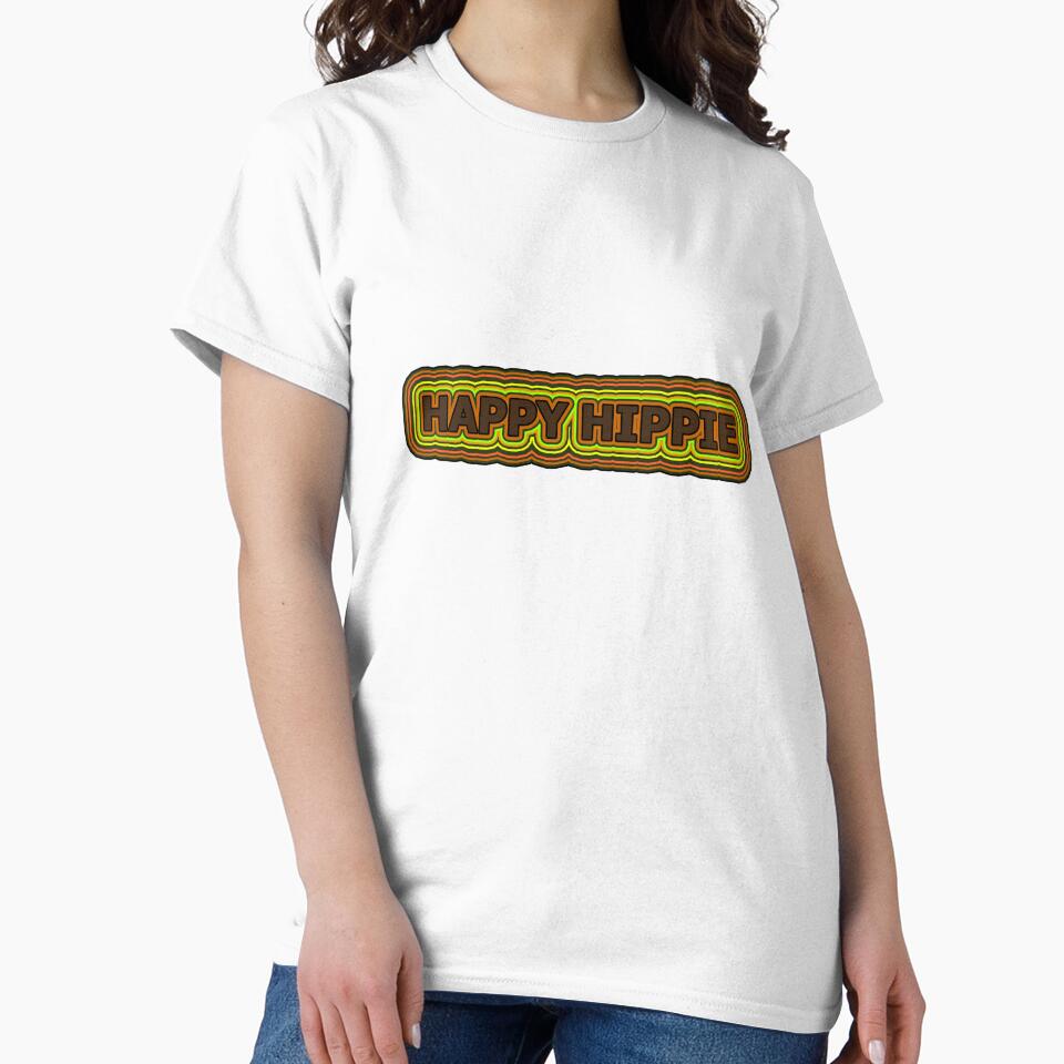 Happy Hippie Words Earthy Tones Hippie Vibes Retro Lines 1 of 4 by Beachy