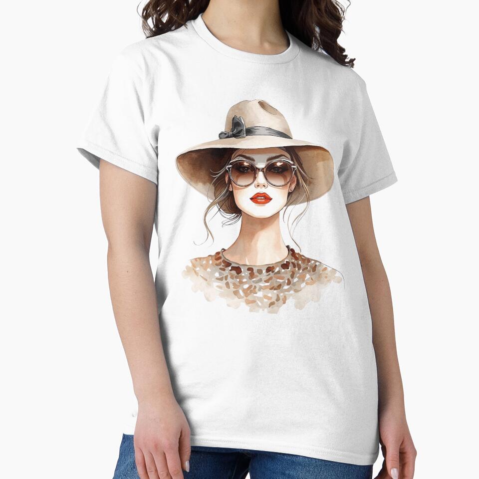 Stylish Woman in Hat and Sunglasses by Erik Visnievskij