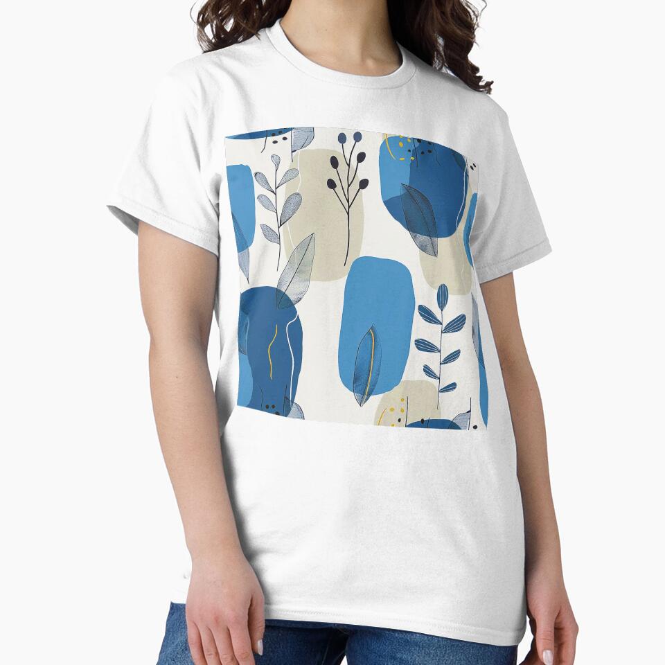 Boho-Style Cool Blue Hues Abstract Art Designs by DEC02