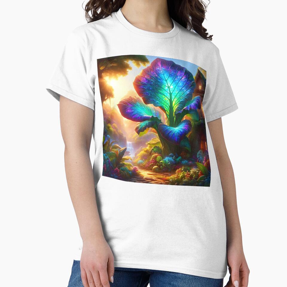 Giant Elephant Ear Plant Garden – Fantasy House Scene with Lush Tropical Foliage by EmeraldeaArt