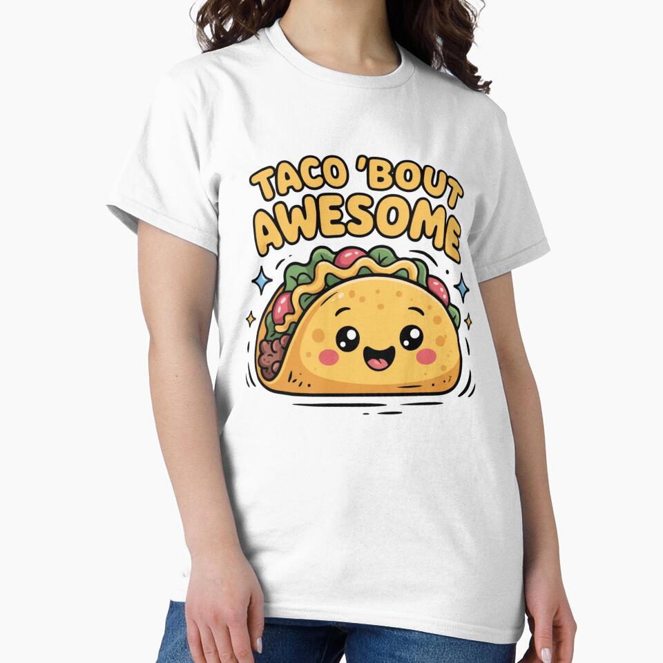 Taco Bout Awesome Funny Pun Kawaii Cute Food Lover Humor by ZACK ART