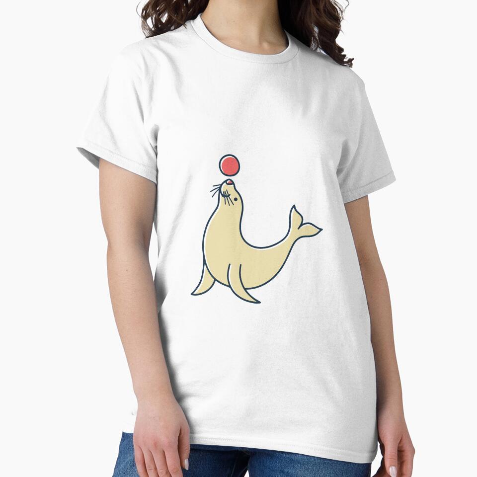 Simple drawing of Seal performing a trick with a ball on its nose by rasagamastore