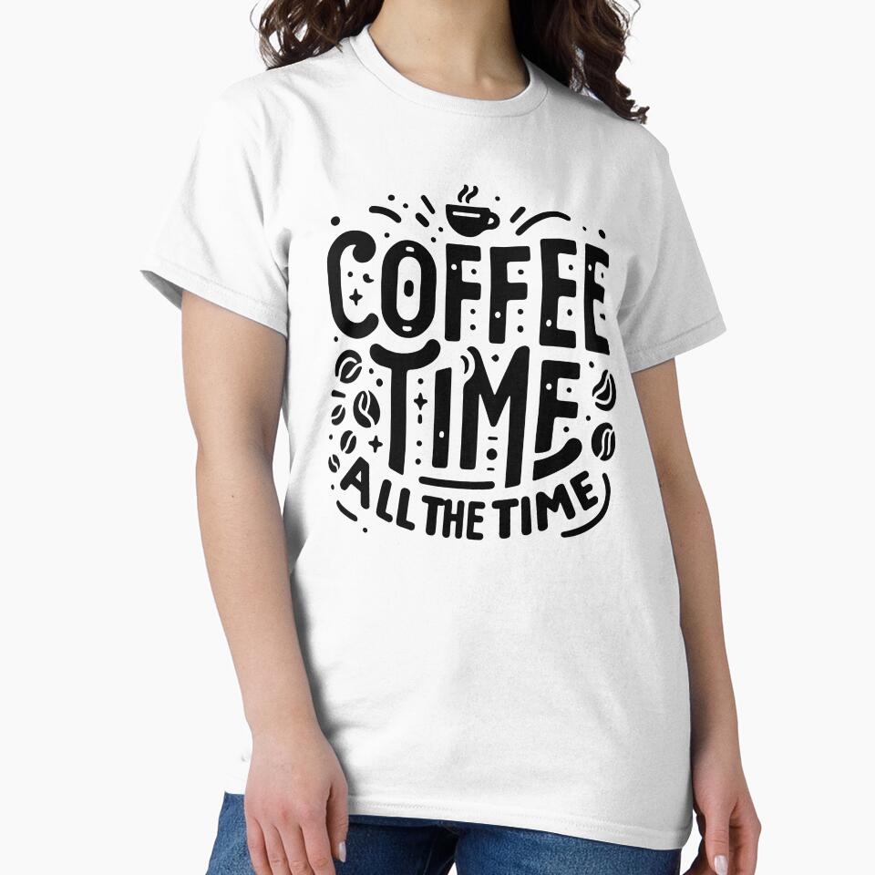 Coffee Time All The Time Quote Design | Minimal Coffee Typography by Lulunza