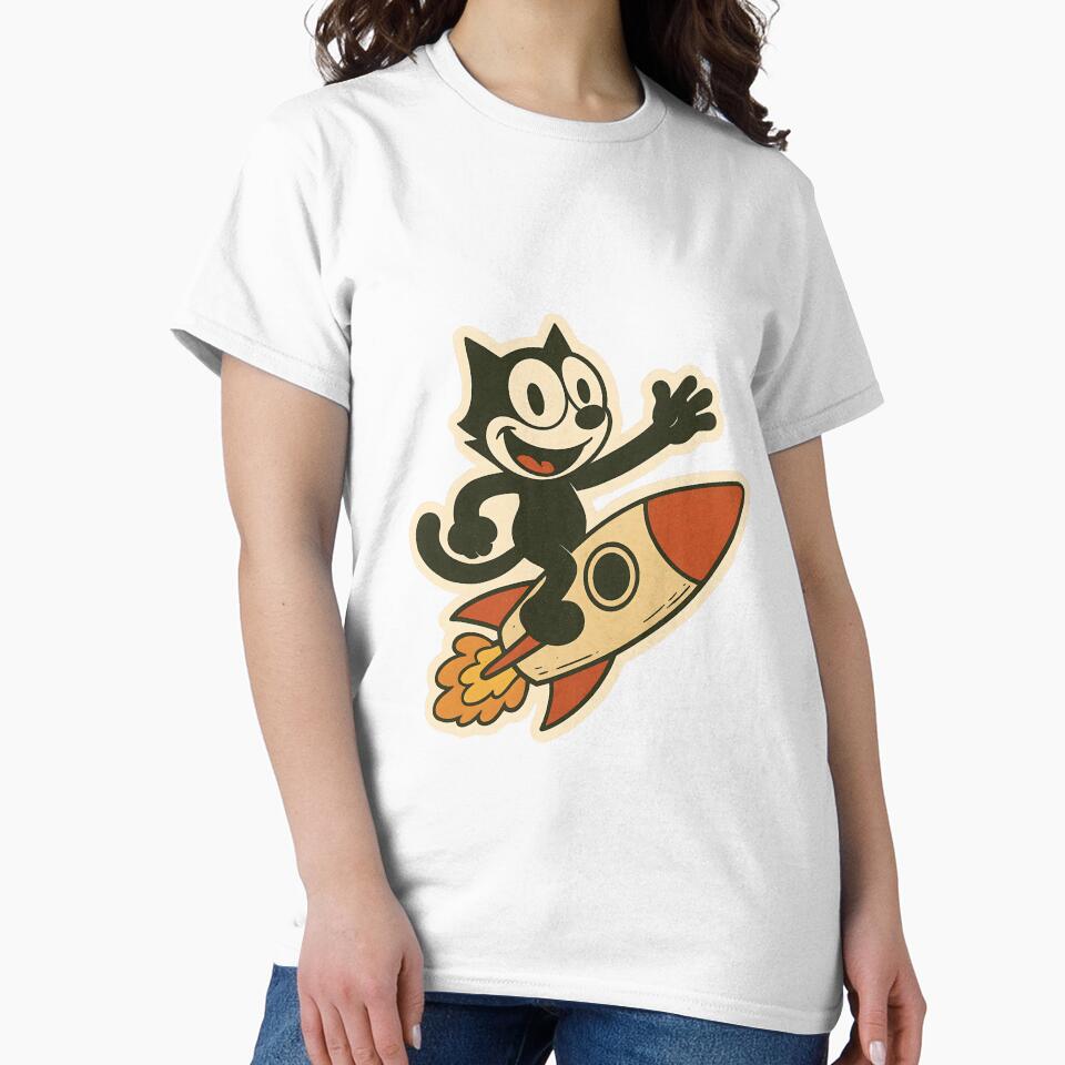 FELIX CAT RIDING A ROCKET VINTAGE by infinitearte