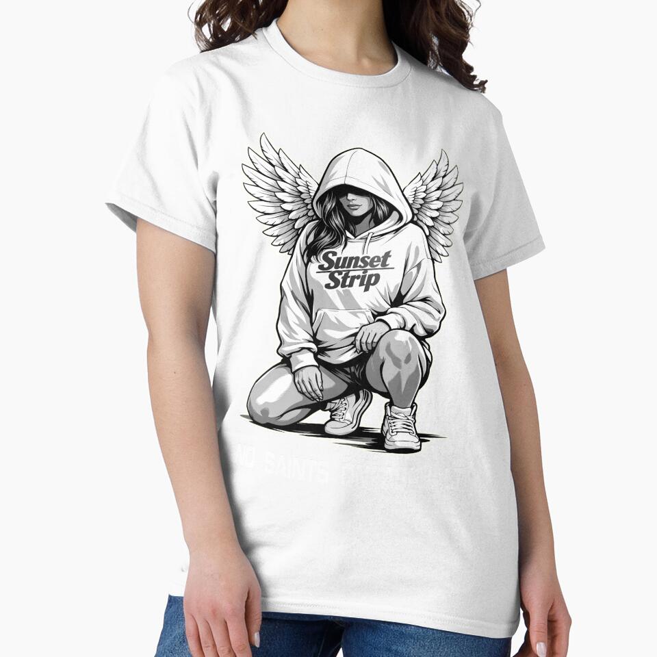 Angel Streetwear Hoodie Art – No Saints on Asphalt Sunset Strip by VG FASHION DESIGNS
