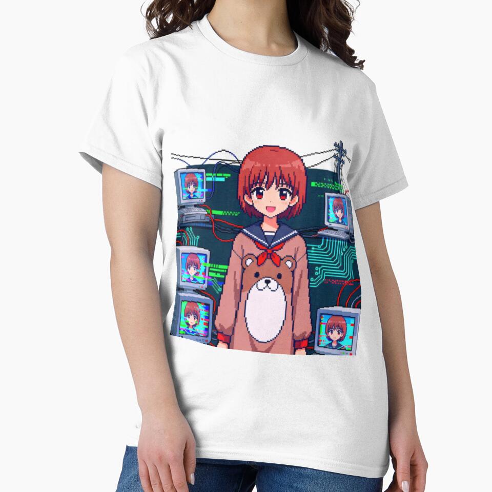 Serial Experiments Lain Pixel Art | Retro Anime Vaporwave Glitch Aesthetic by Gurjeetpixelart