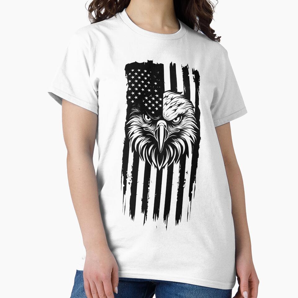 Premium black USA eagle on flag by Mate0 designer