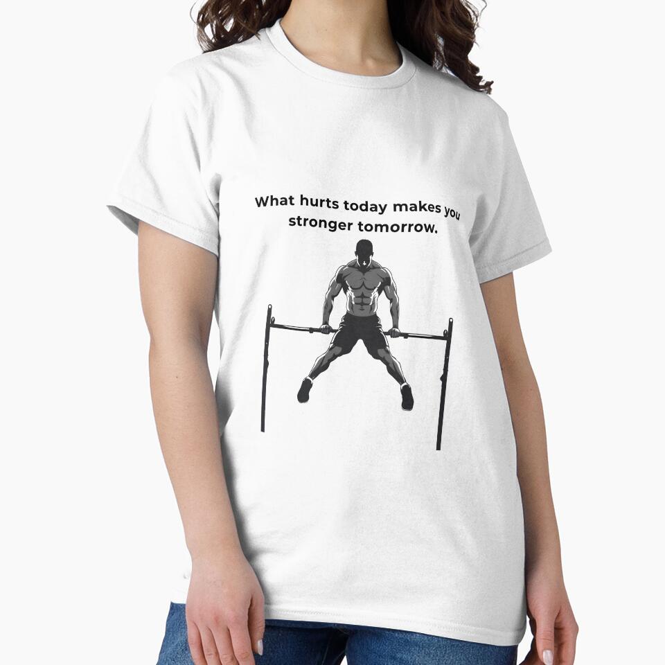 Bodyweight Training Motivation Shirt Stronger Every Single Day | Yellow Dips Gym Motivation Shirt | Calisthenics Warrior premium HD Sticker Design by MillionaireGenZ ⭐⭐⭐⭐⭐ (5.0)