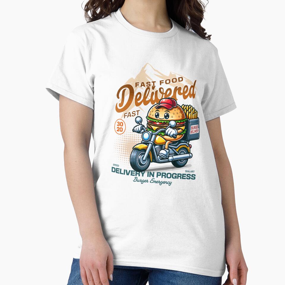cute burger delivery with motorcycle by ShawishArt