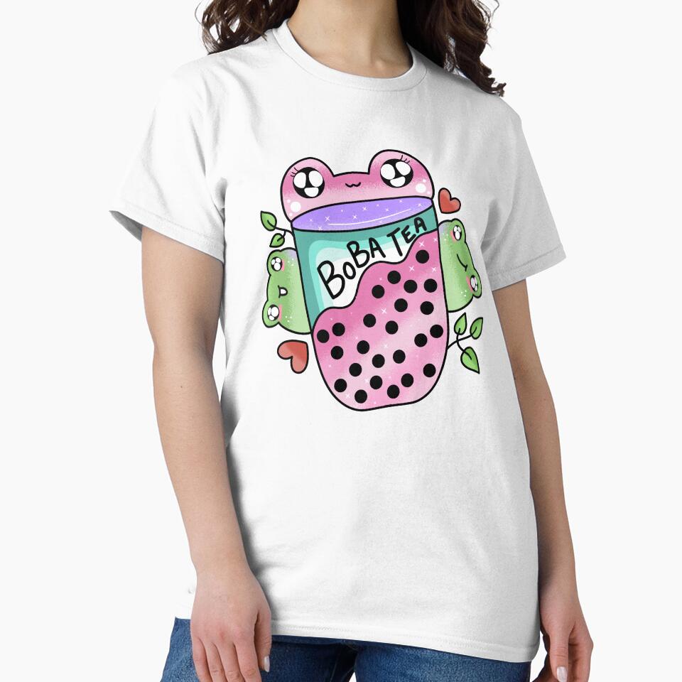 Kawaii cute frog drinking boba by Quacktails