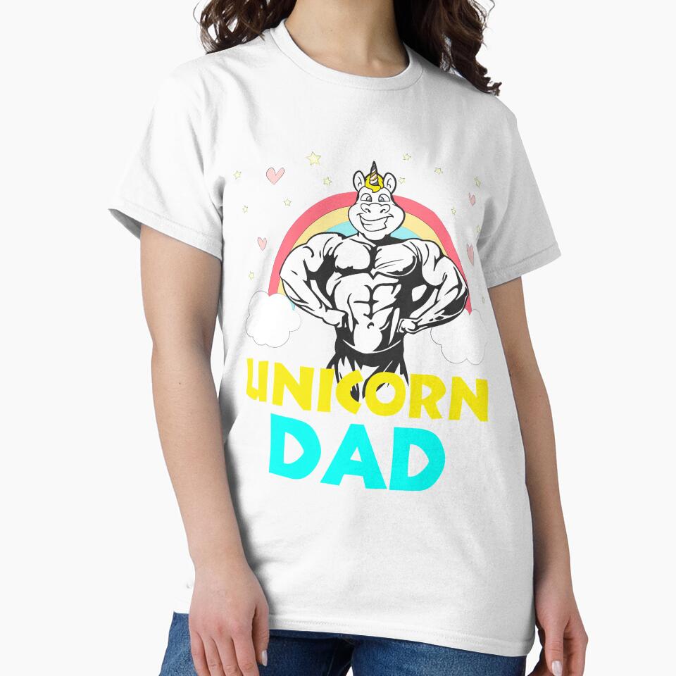 Unicorn Theme Colorful Dad Party Funny Novelty Gift Shirt by Bendthetrend