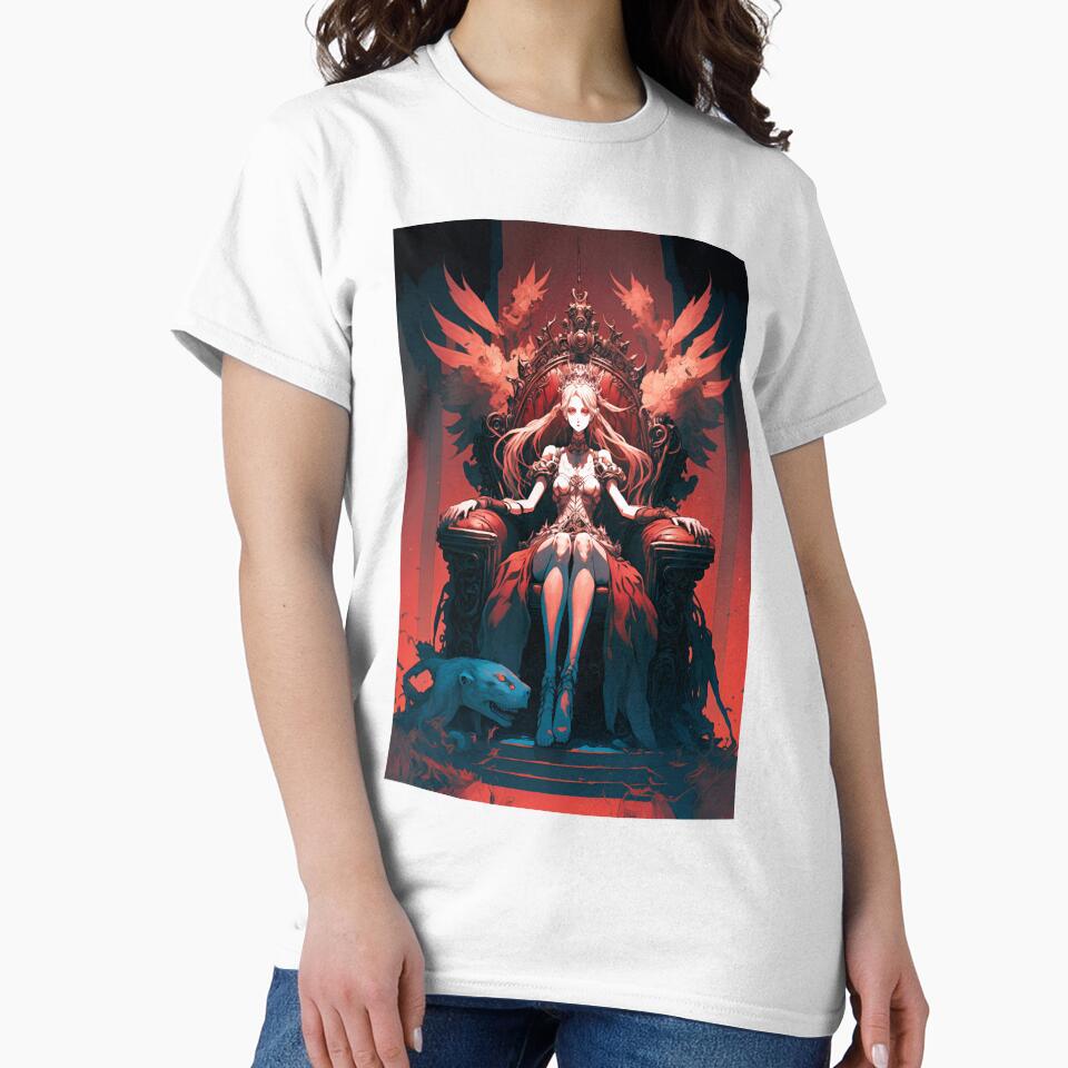 Anime Girl Queen of Hell sitting on Throne by Bubblebuk