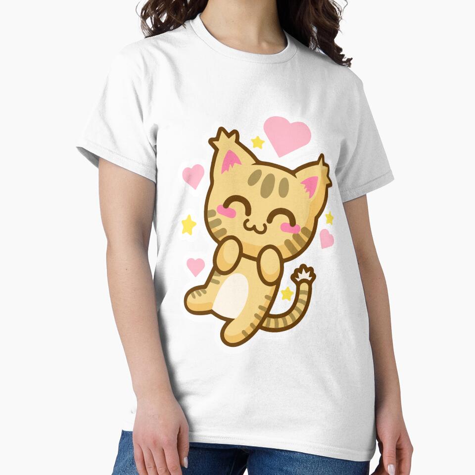 Cute Happy Kitty Cat T-Shirt by AllStarMerch