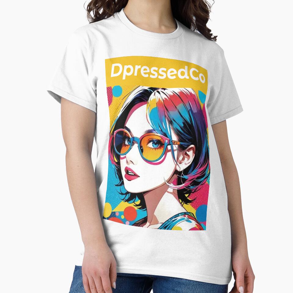 Pop Art Girl with Colorful Hair & Sunglasses – Vibrant Aesthetic Streetwear Design by DpressedCo
