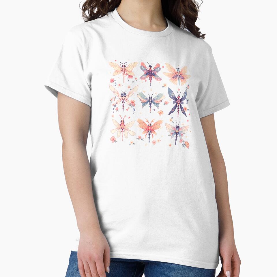Cartoon Dragonflies - Cute Adorable Insect Aesthetic Flower Pattern by ArtstyleAlchemy
