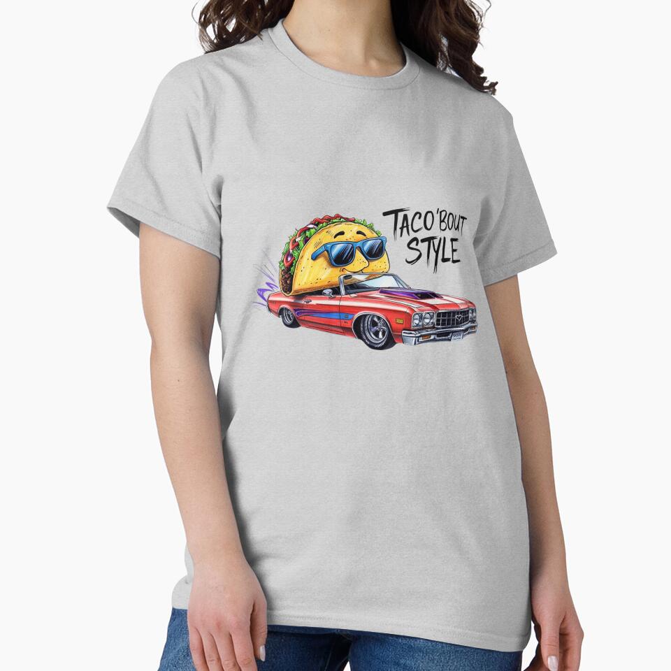 Cool Taco Driving Classic Car Illustration by LOLThreads