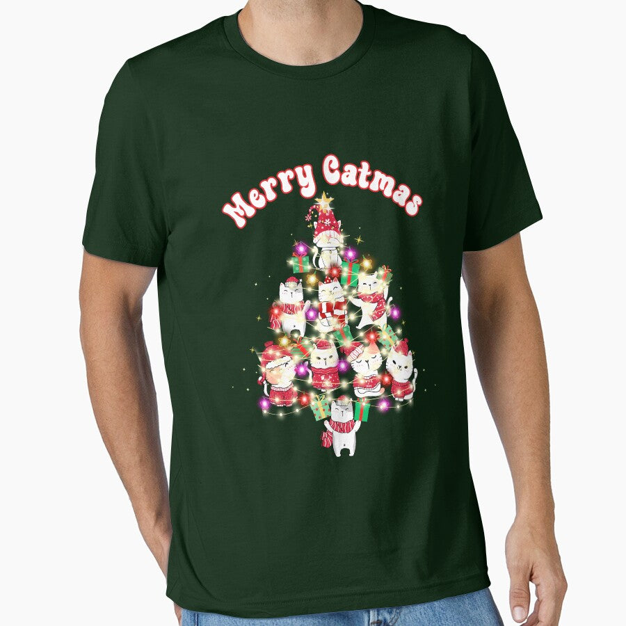 Cat Christmas Tree Merry Catmas Xmas Girls Boys Funny Santa by doodlelike