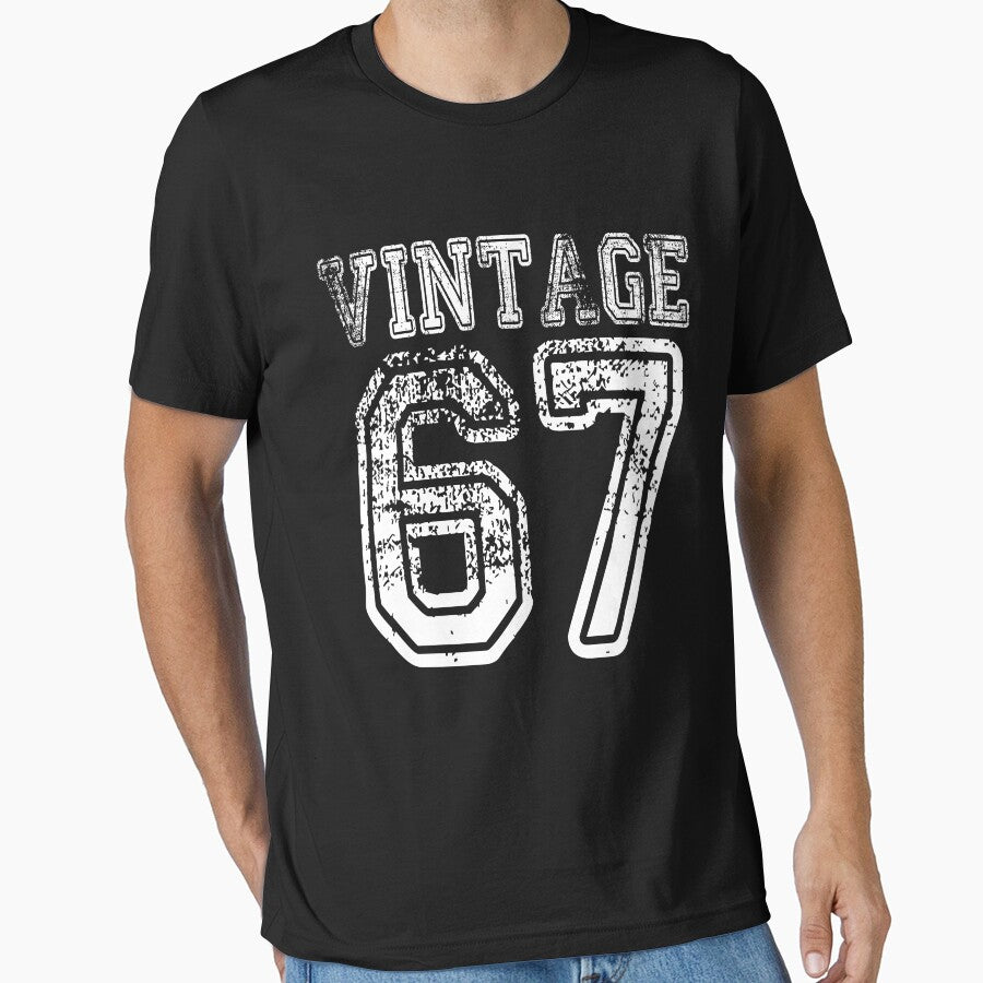 Vintage 67 2067 1967 T-shirt Birthday Gift Age Year Old Boy Girl Cute Funny Man Woman Jersey Style by arcadetoystore