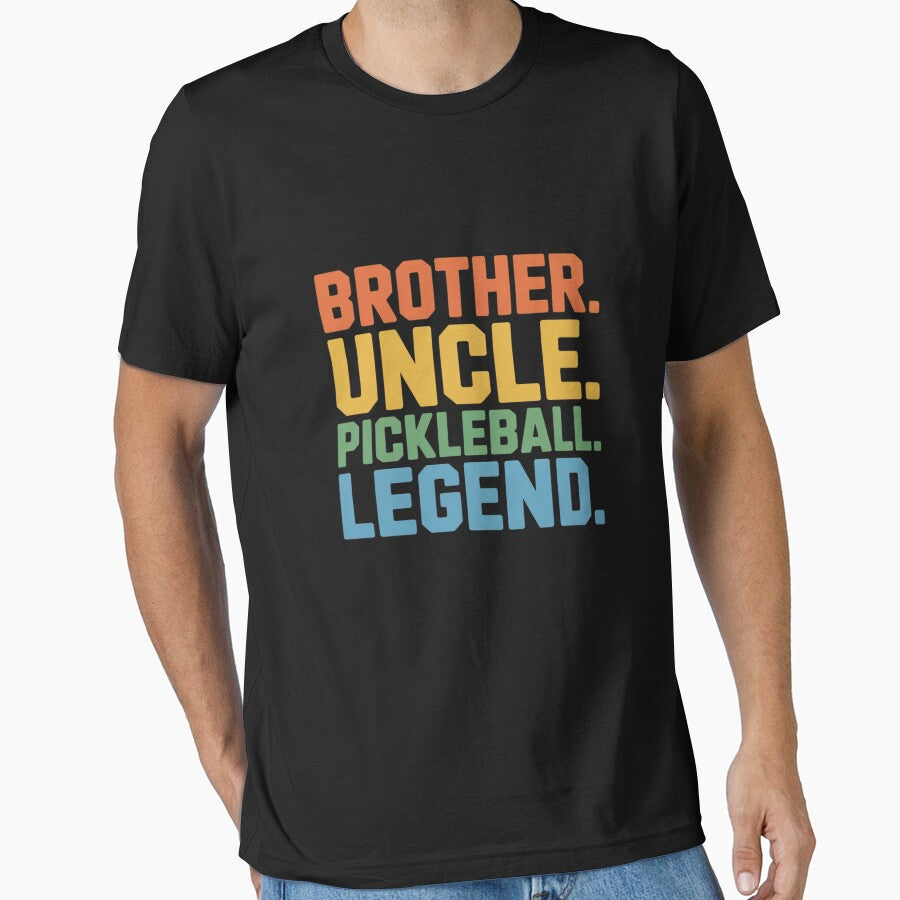 Pickleball Brother Uncle Pickleball Legend Black Modern Casual Crew Neck Short Sleeve by velltoons