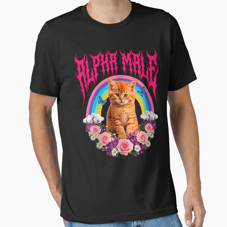 Alpha Male Funny Kitten Rainbow Floral Cat Meme Cat Lovers by b3ida-zl