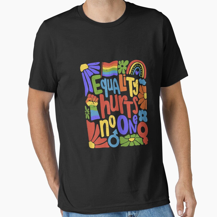 Gay Pride Equality Hurts No One Rainbow LGBTQ Retro Groovy by FrankIsabel