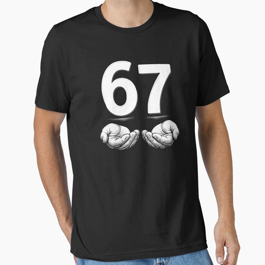 67 “Six Seven” Meme – Viral Number Joke Design with Floating Hands | Internet Humor Art by BrainBubbleArt