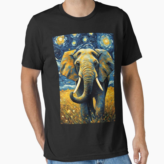 Elephant Painting in a Van Gogh Starry Night Art Style by Art-Jiyuu