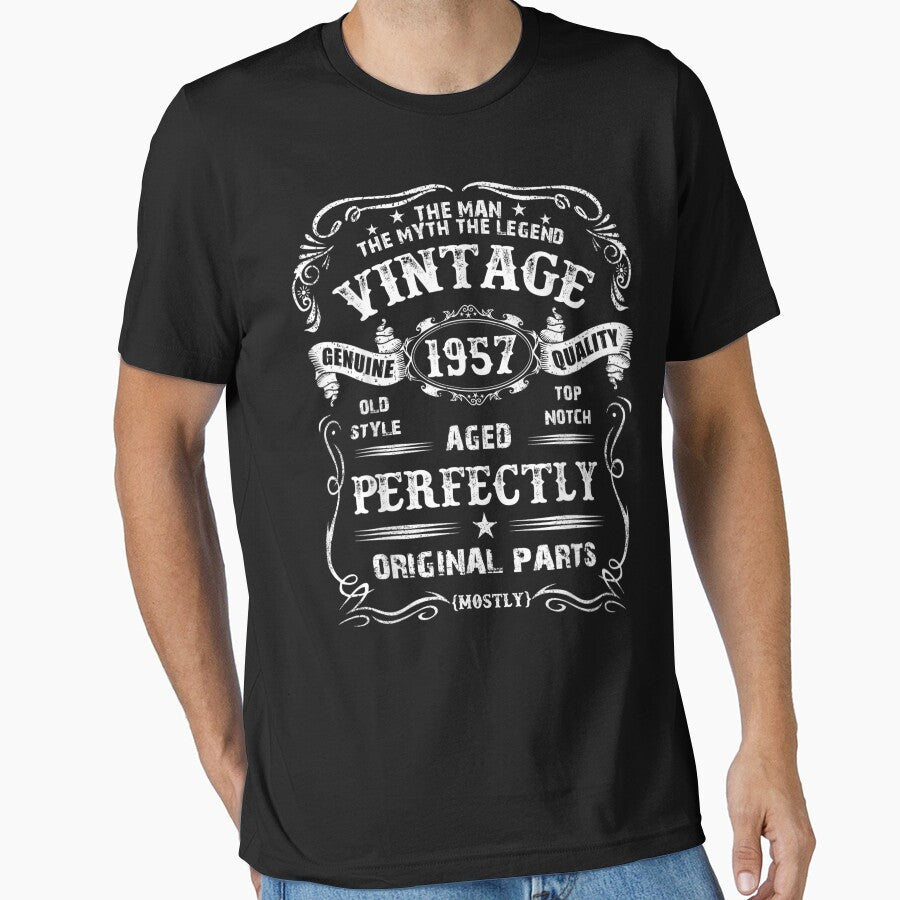Mens 61Th Birthday Legend Vintage 1957 Original Parts Tee by ElieserGomez