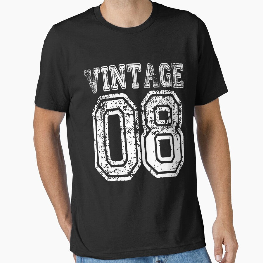 Vintage 08 2008 T-shirt Birthday Gift Age Year Old Boy Girl Cute Funny Man Woman Jersey Style by arcadetoystore