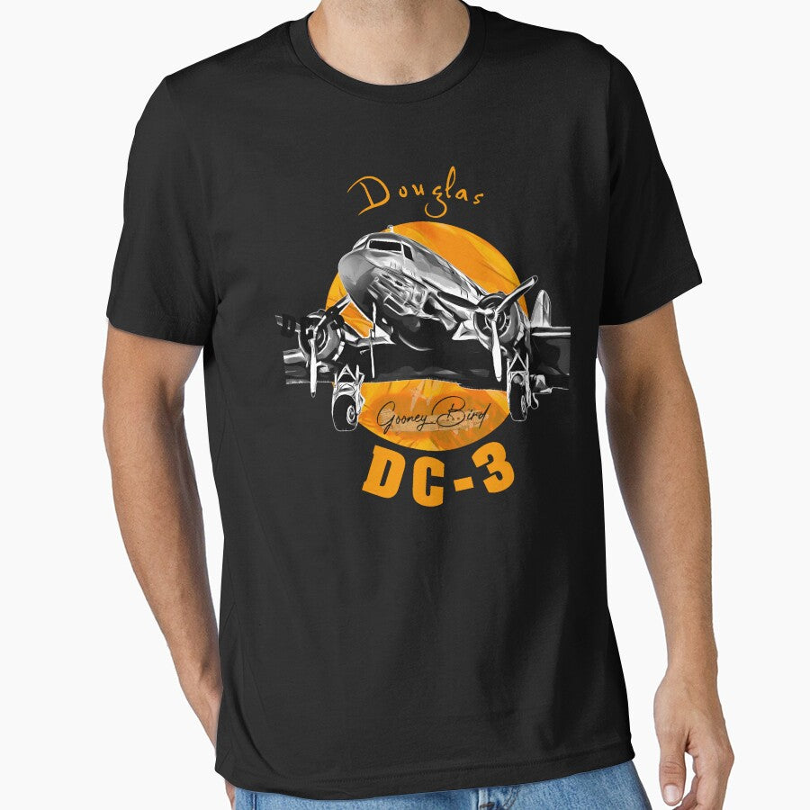 Douglas DC-3 Gooney Bird Vintage Aviation Tee by Emberglowo