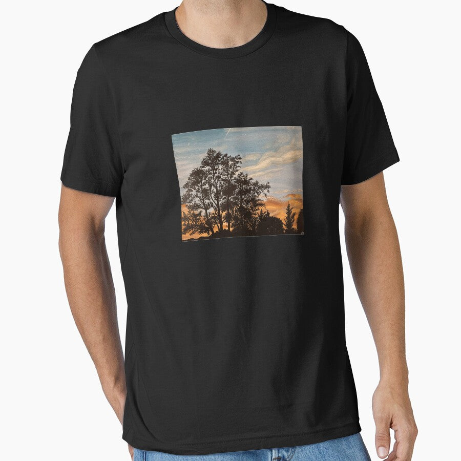 Sunset Tree Line Painting Premium by SilvanaBartheld