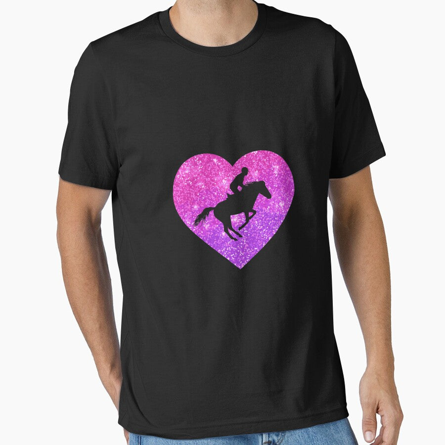 Cute Show Jumping Horse Heart Gift For Girls Teens And Women Long Sleeve T-Shirt by ryannokune