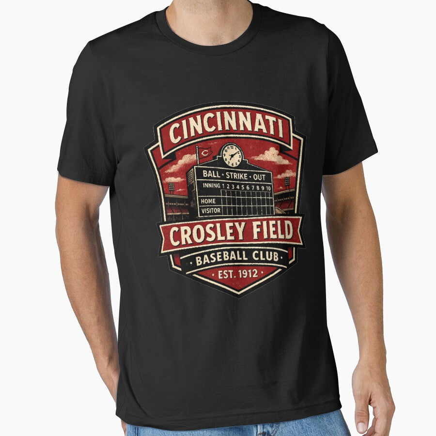Crosley Field Cincinnati Vintage Baseball Shirt, Retro Ballpark Badge, Old Stadium Tee by GhostDawgs