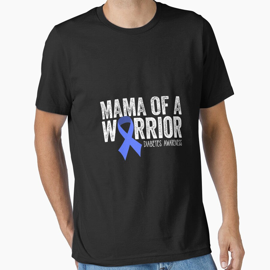 Mama of a Warrior T1D Mom Diabetic Blue Ribbon Support Gift Long Sleeve T-Shirt by oldsbyisai