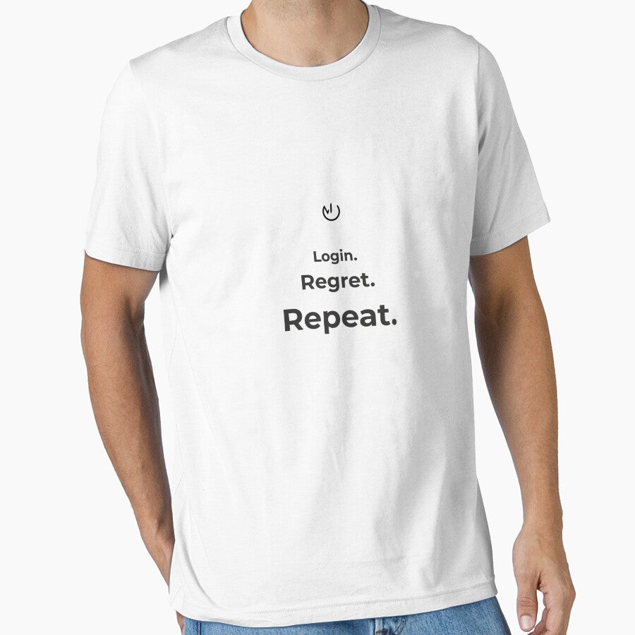 Login Regret Repeat – Funny Office Humor Minimalist Design by mostly_offline