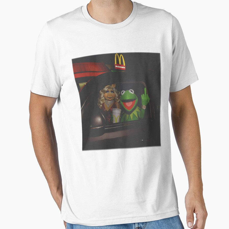 Kermit Frog Miss Piggy Fast Food Car Retro Rebel Attitude Funny Dark Humor Puppet Meme Casual by LindaCharlene8