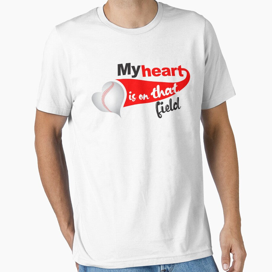 My Heart is on that Field Baseball shirt, Hand screen printed, Baseball Mom Top, Outdoor activities, Weekend shirt by lemonpoo8